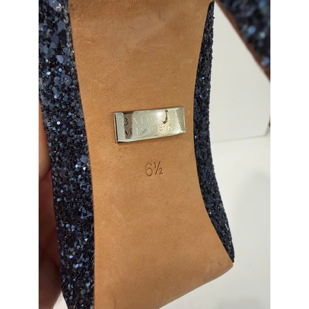Badgley Mischka Alter II Blue Glitter Jewel Peep Toe Pumps - Picture 9 of 10